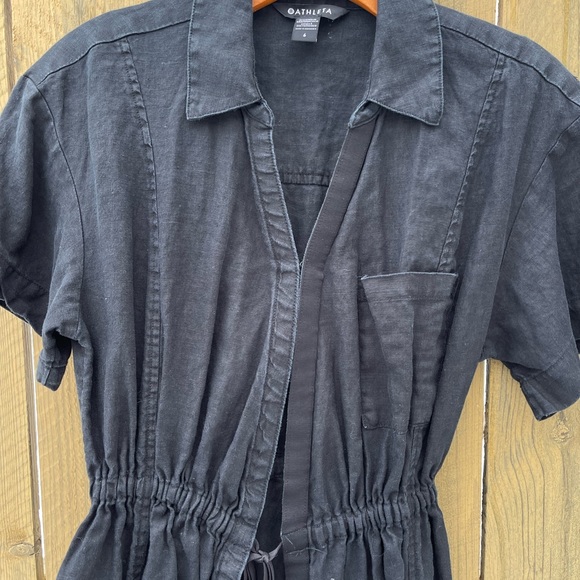 Athleta Black Linen Playa Wrap Dress Size 6 - Picture 5 of 7